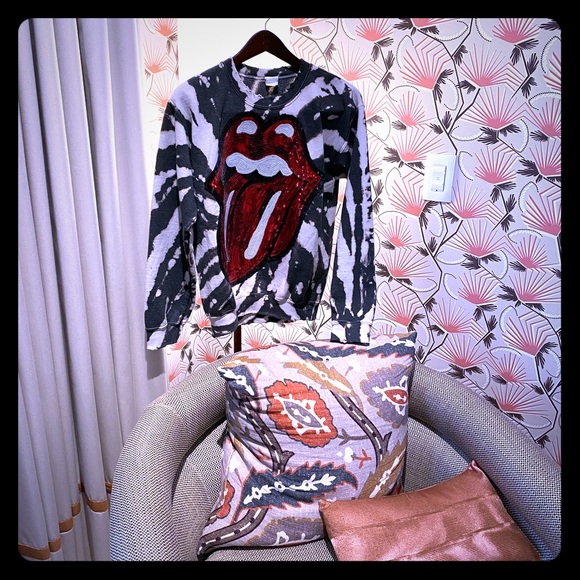 RARE Madeworn sequin Rollong Stone sweatshirt - Picture 2 of 4